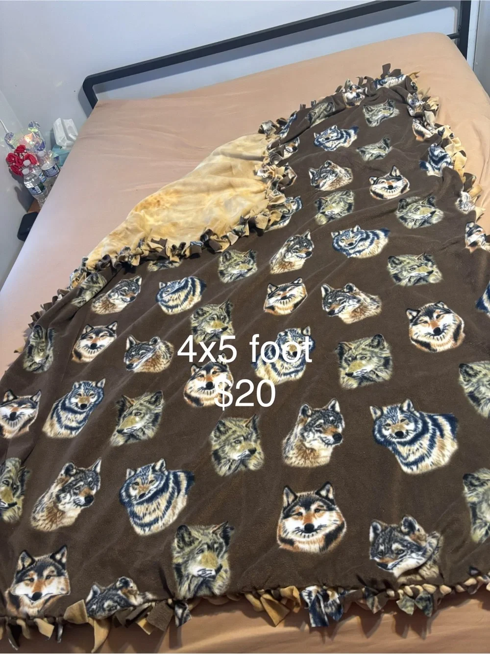 Cozy Brown Animal-Print Fleece Tie-Edge Throw Blanket